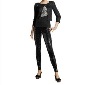 Black Sequin Legging Pants New W/Tags